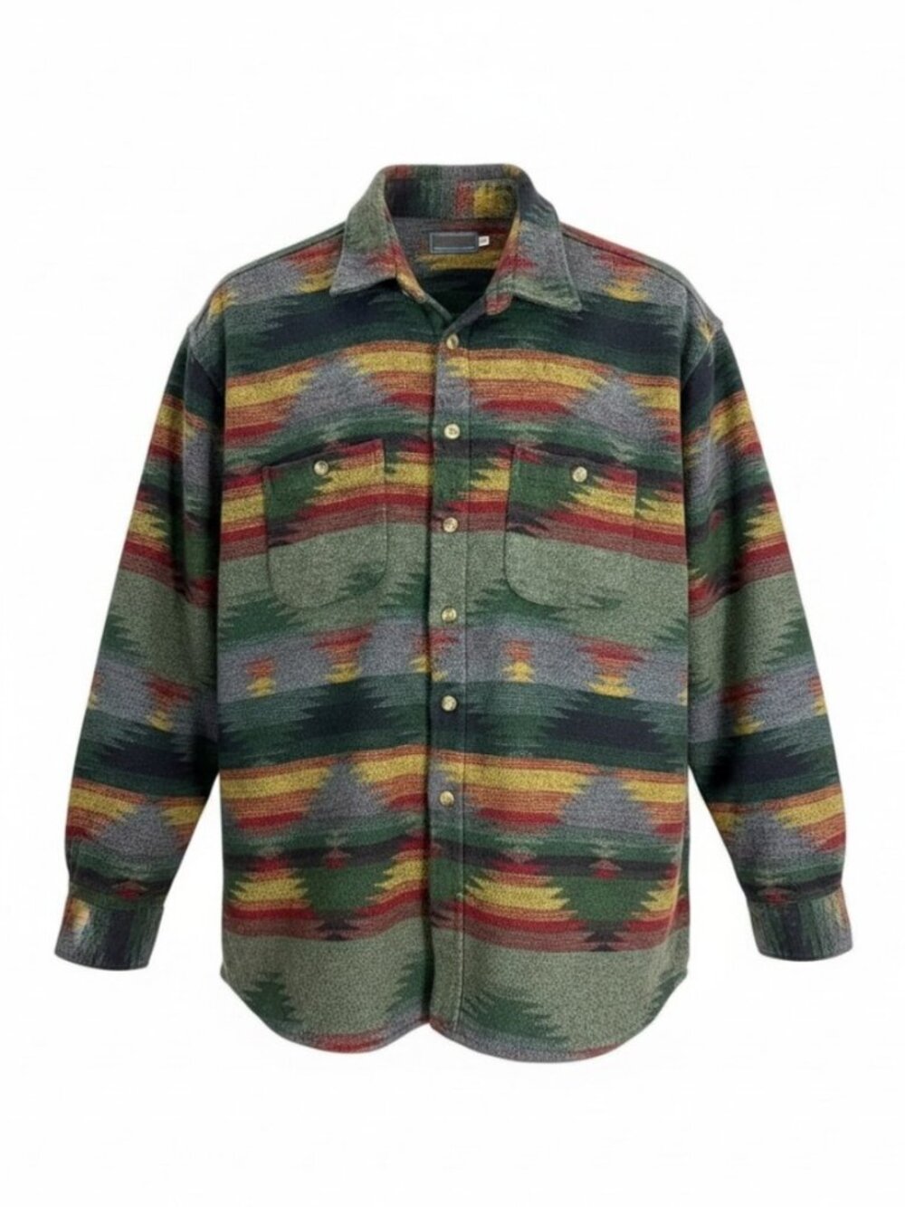 OUTFITTERS Green Multi Southwestern Aztec Woven Button Shirt size xxl